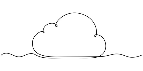 cloud one line drawing, cloud in the sky single line vector illustration. cloud continuous one line 