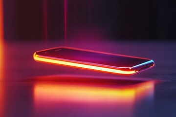 Wall Mural - neon glow smartphone - futuristic tech design