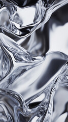 Leinwandbilder - Close-up view of shiny, reflective liquid metal with smooth, flowing curves and glossy texture, symbolizing elegance, fluidity, and modern design in metallic form.