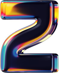 Wall Mural - 3d rendered colorful smooth letter with rainbow reflections