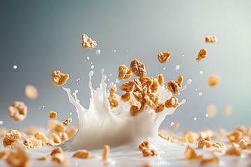 Sticker - Crispy Cereal in Milk Splash - A Perfect Breakfast