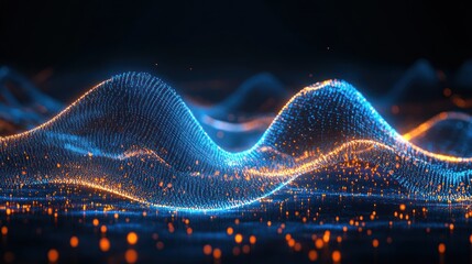 Wall Mural - abstract glowing particle waves, futuristic technology background concept