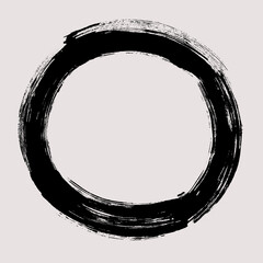 Poster - Circle brush stroke vector. Painted circle frame. Abstract textured text box. Grunge design illustration