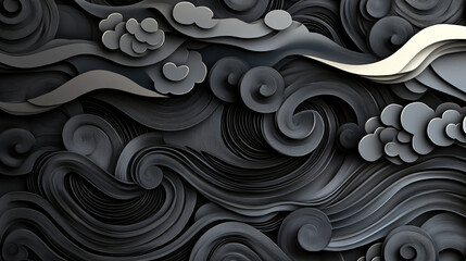 Wall Mural - Ultra-detailed textures and bold, dynamic lines create an intricate abstract dark atmosphere pattern pattern