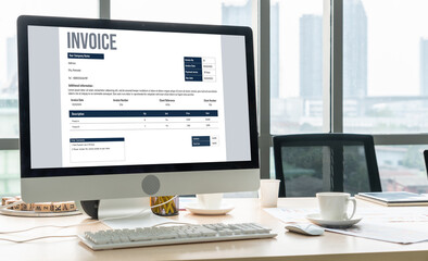 Wall Mural - invoice on computer screen from accounting application. computer program for financial and budget of