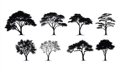 silhouette tree set