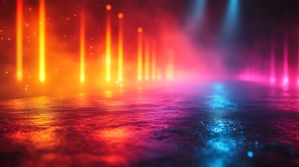 dazzling array of colorful light beams symbolizing artistic storytelling and motion