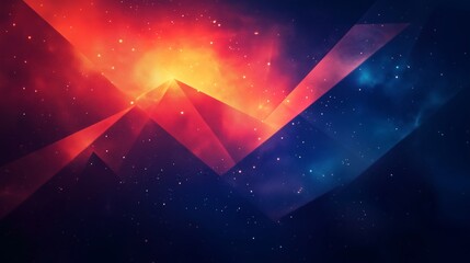 Wall Mural - Abstract Space Background with Geometric Shapes and Bright Colorful Textures