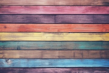 Rainbow Wood Texture: A vibrant array of colorful, horizontally arranged wooden planks, each painted in a different pastel hue, creates a captivating and textured backdrop.