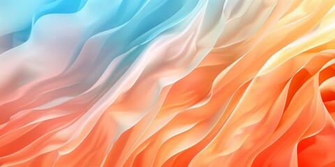 Wall Mural - Abstract Colorful Fabric Texture with Flowing Waves and Pastel Gradient