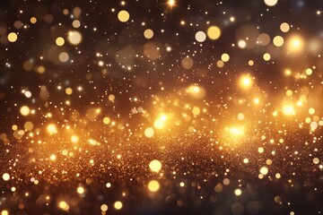 Wall Mural - Golden Glittering Particle Background with Bokeh Effect for Festive Celebrations