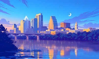 Wall Mural - city skyline at night