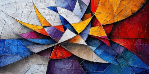 Wall Mural - A vibrant abstract artwork featuring bold colors and geometric shapes, creating a dynamic visual experience.