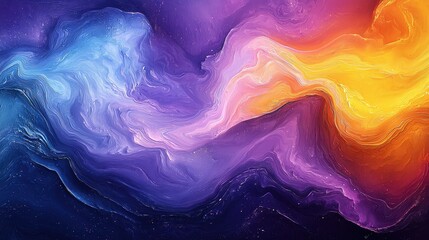 Wall Mural - A vibrant abstract artwork featuring swirling colors of blue, purple, orange, and pink, creating a dynamic and fluid visual experience.