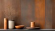 © zipop - Rustic Corten Steel Wall With Decorative Home Accessories