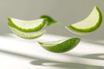 Poster - Lime Slices in Motion: A Vibrant Citrus Display