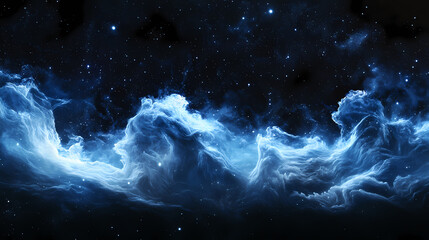 Wall Mural - abstract blue and white lights streaking across black background, creating a starry night sky effect
