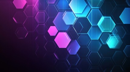 Wall Mural - abstract futuristic technology background with glowing hexagonal shapes