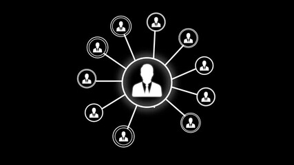 Network system, network connections with people icons and man icon animation. Animation of network connections. futuristic digital network technology concept animation.