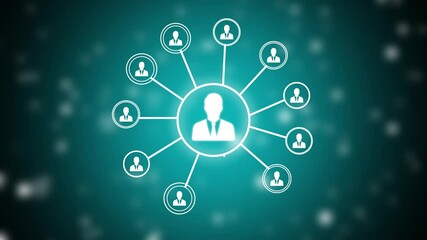 Network system, network connections with people icons and man icon animation. Animation of network connections. futuristic digital network technology concept animation.