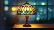 © Thiago - Stained glass lamp on the table. Electric Stained Glass. Illustration