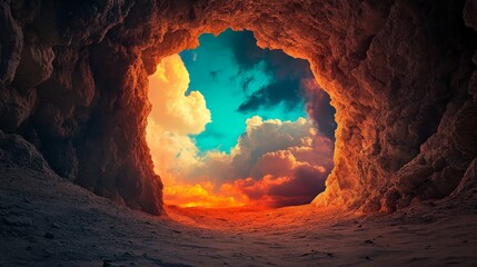 Wall Mural - the door to heaven and hell serves as a symbol of good and evil, light and darkness, and god's judgm