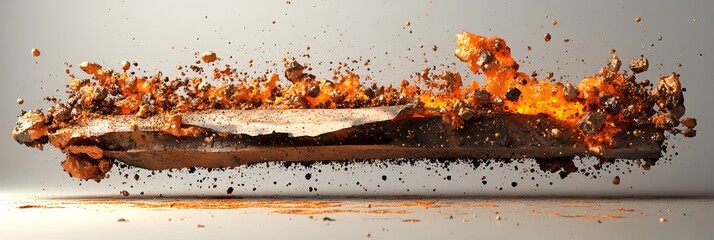 Wall Mural - a straight line of sparks creates a sparkler trail of light