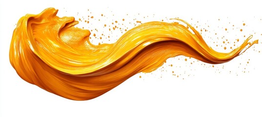 Wall Mural - Orange Liquid Swirl, Orange Paint Splash, 3D Rendering, Abstract Orange Wave, Flowing, Background