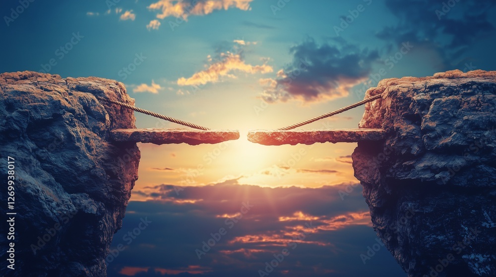 Bridge connecting two cliffs symbolizes mediation bridging ...
