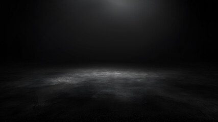 Wall Mural - black background with spotlight to stone ground. dark interior background. 3d rendering