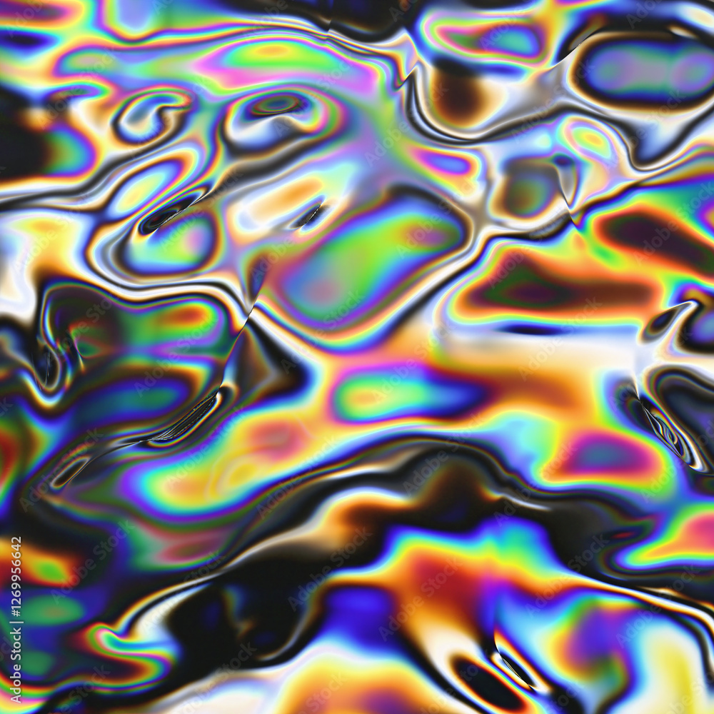 Colorful liquid-like texture with swirling patterns and iridescent hues ...