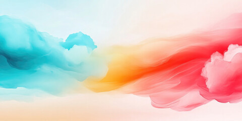 Wall Mural - Vibrant abstract background with colorful cloud-like swirls and travel symbol for creative design projects