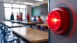 © MarGa - Led alarm siren glowing red on wall for safety and security in classroom