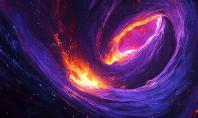 Wall Mural - Abstract cosmic nebula with bright glowing colors and stars, deep space elements blending into a mesmerizing composition, rich purple and blue tones