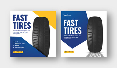 Wall Mural - tire shop social media post web banner template, auto repair shop banner