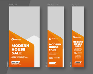 Wall Mural - real estate web banner template, half page ad and wide skyscraper ad design set