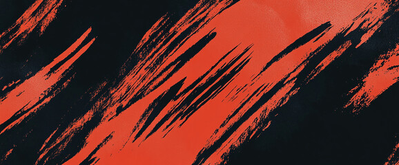 Leinwandbilder - Abstract bold red and black pattern with dynamic brush strokes, showcasing a striking and energetic design, symbolizing movement, passion, and creativity.