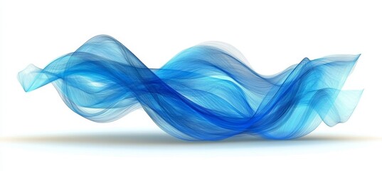 Wall Mural - abstract swirl of flowing blue gradient with shadow on white, background design element