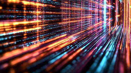 Poster - Dynamic abstract background with colorful digital lights creating a vibrant futuristic effect : Generative AI
