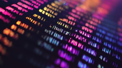 Abstract digital background with colorful glowing lines and bokeh effect