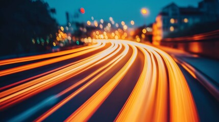 Aufkleber - Long exposure light trails at night, representing speed, motion, futuristic technology, digital connectivity, and high-speed data transmission in modern cities, Generative AI