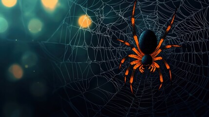 spider in web dark forest macro photography mysterious environment close-up nature's intricacies