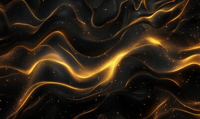 Wall Mural - abstract glowing waves in golden hues over a dark background, creating a mesmerizing flow of light a