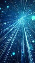 Leinwandbilder - Radiating Blue Light with Glittering Particles Creating an Energetic Atmosphere : Generative AI