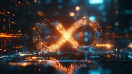 Software Engineering Operations Infinity Loop with Digital Elements
