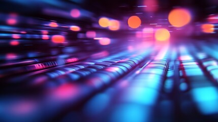 Fototapete - Abstract depiction of light and color blending in a dynamic setting creating a vivid digital atmosphere of motion : Generative AI