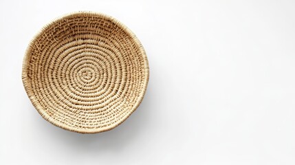 Wall Mural - Woven Wall Basket with Natural Texture on a White Background