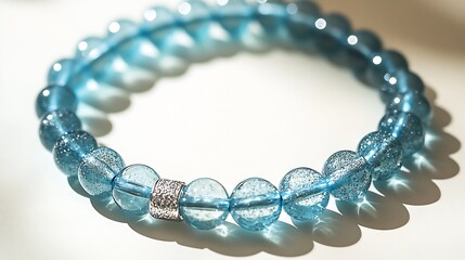 Poster - Captivating Close-Up of a Brilliant Blue Beaded Bracelet Showcasing Its Dazzling Details and Shine : Generative AI