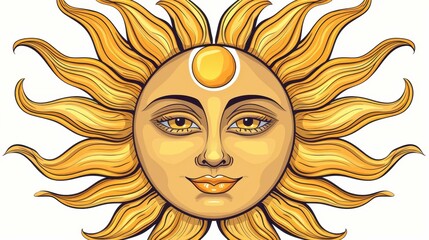 Poster - Bright sun icon on a clean white background, perfect for summer designs and cheerful graphics.