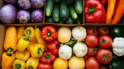 Wall Mural - Healthy boxed dinners with colorful vegetables and lean proteins.